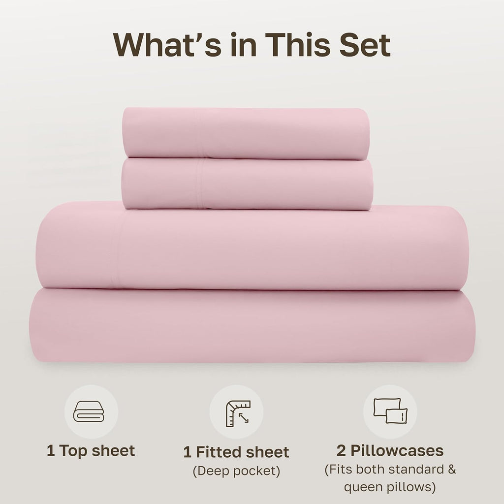 CaliforniaDesignDen California Design Den Queen Sheet Set - Soft 100% Organic Bed Sheets with Deep Pockets, Crisp Percale, Breathable and D…