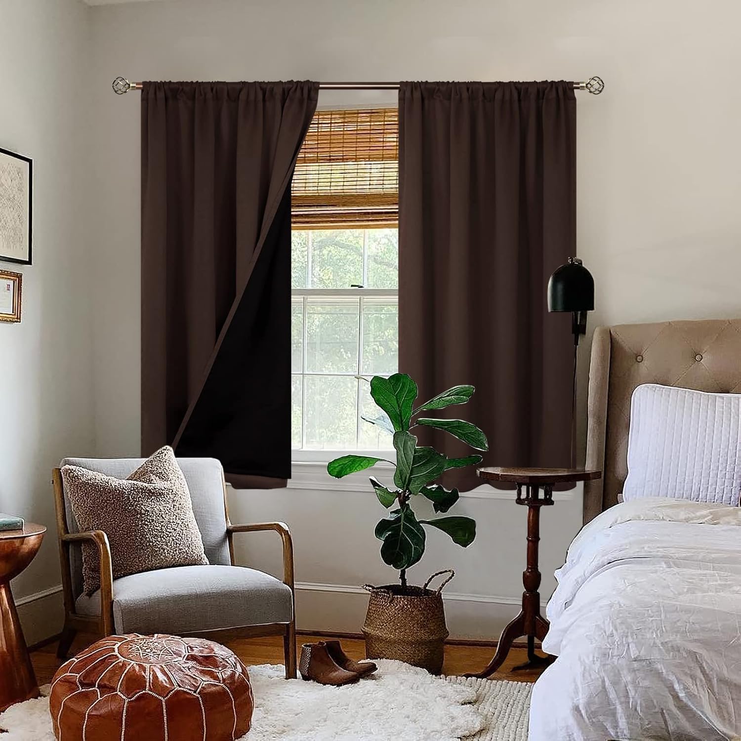 BGment Brown Blackout Curtains for Bedroom with Insulated Liner, Double Layer 100% Black-Out Bedroom Curtains Sun Blocking Window…
