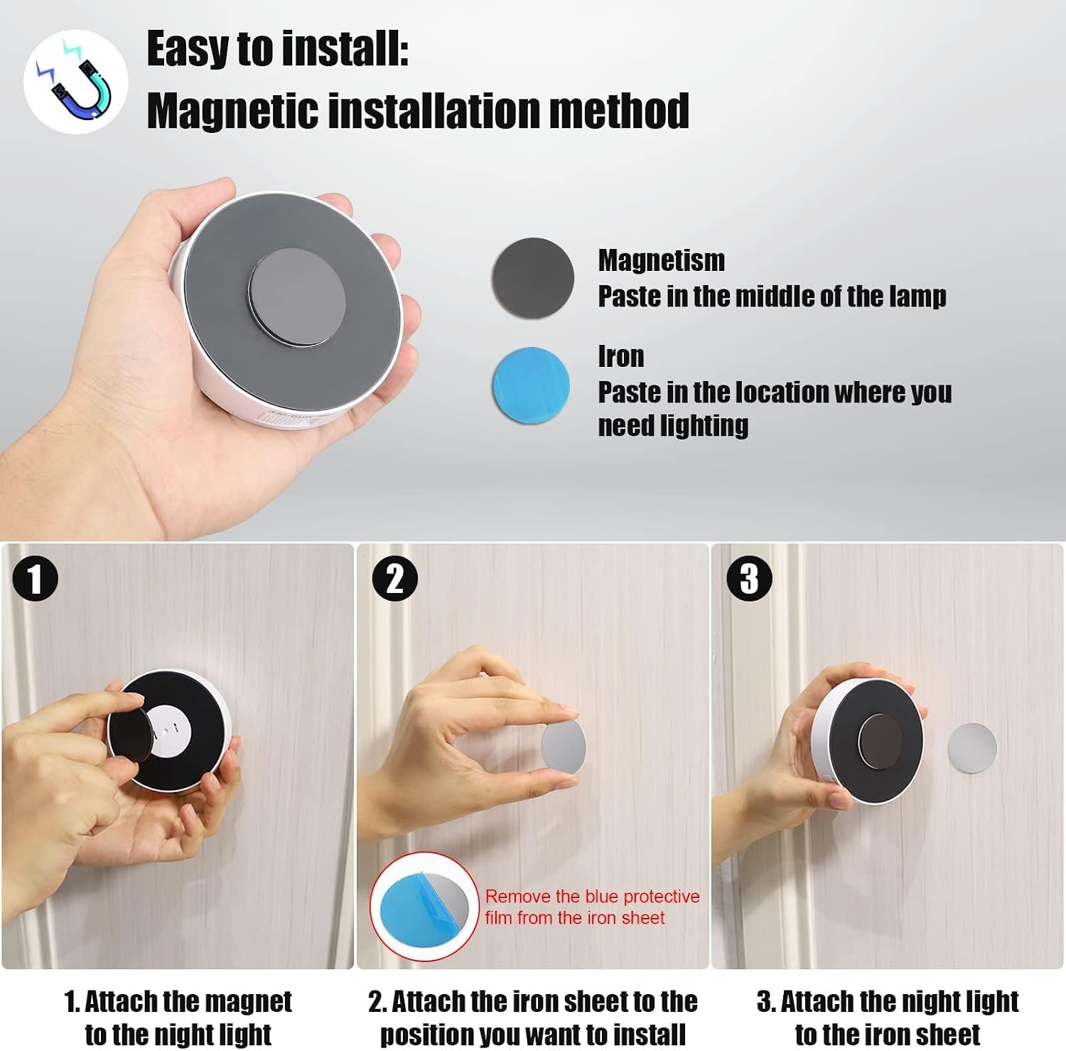 14 LEDs Motion Sensor Light Indoor, 6 Pack Upgraded Night Light USB Rechargeable, 3 Light Modes & Long Last Battery, Cordless Magnetic…