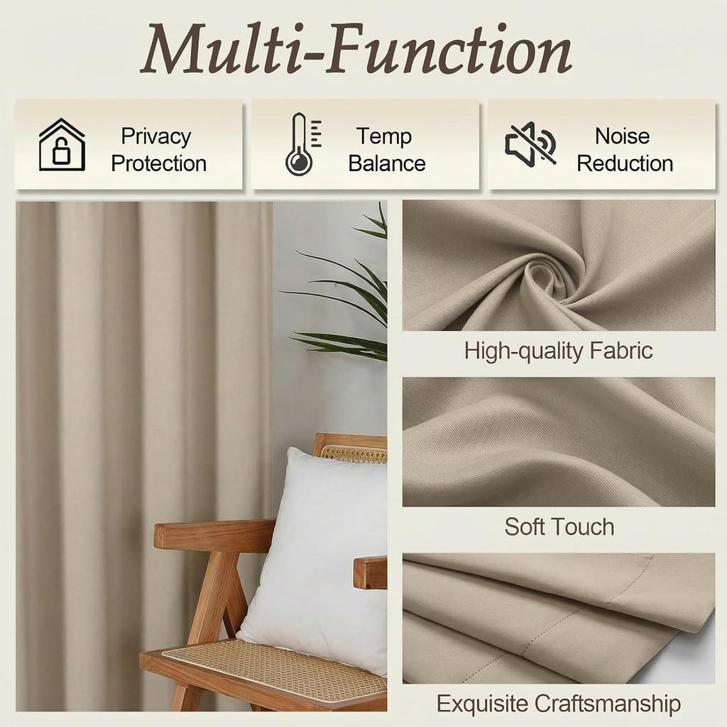 Gwine Blackout Curtains for Bedroom 72 Inches Long - Thermal Insulated Noise Reducing Window Curtain Panels, Room Darkening Curtain…