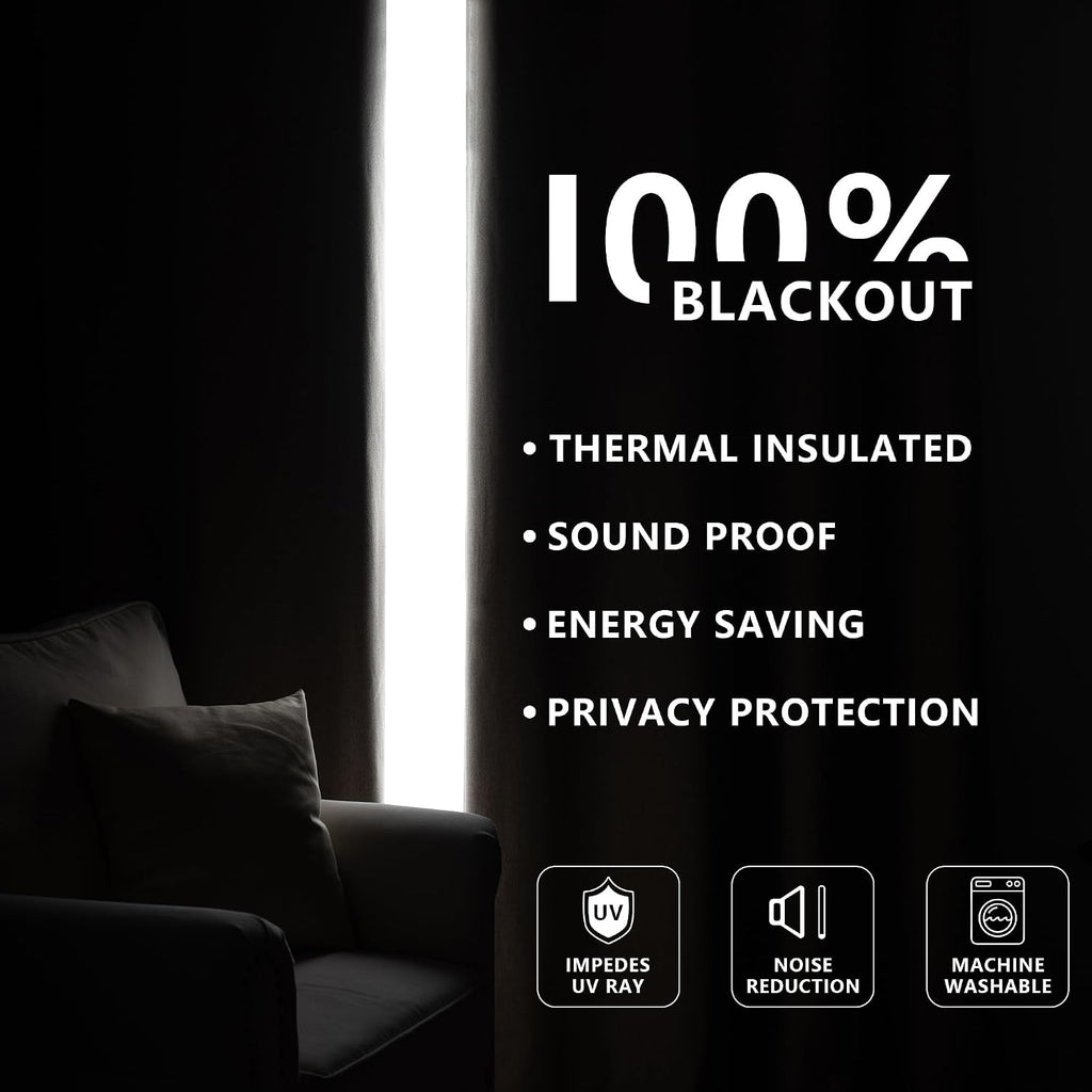 IGEMAEVE Blackout Curtains 84 Inch Length 2 Panels Set,100% Black Out Curtains for Bedroom Living Room, Thermal Insulated Darkening…