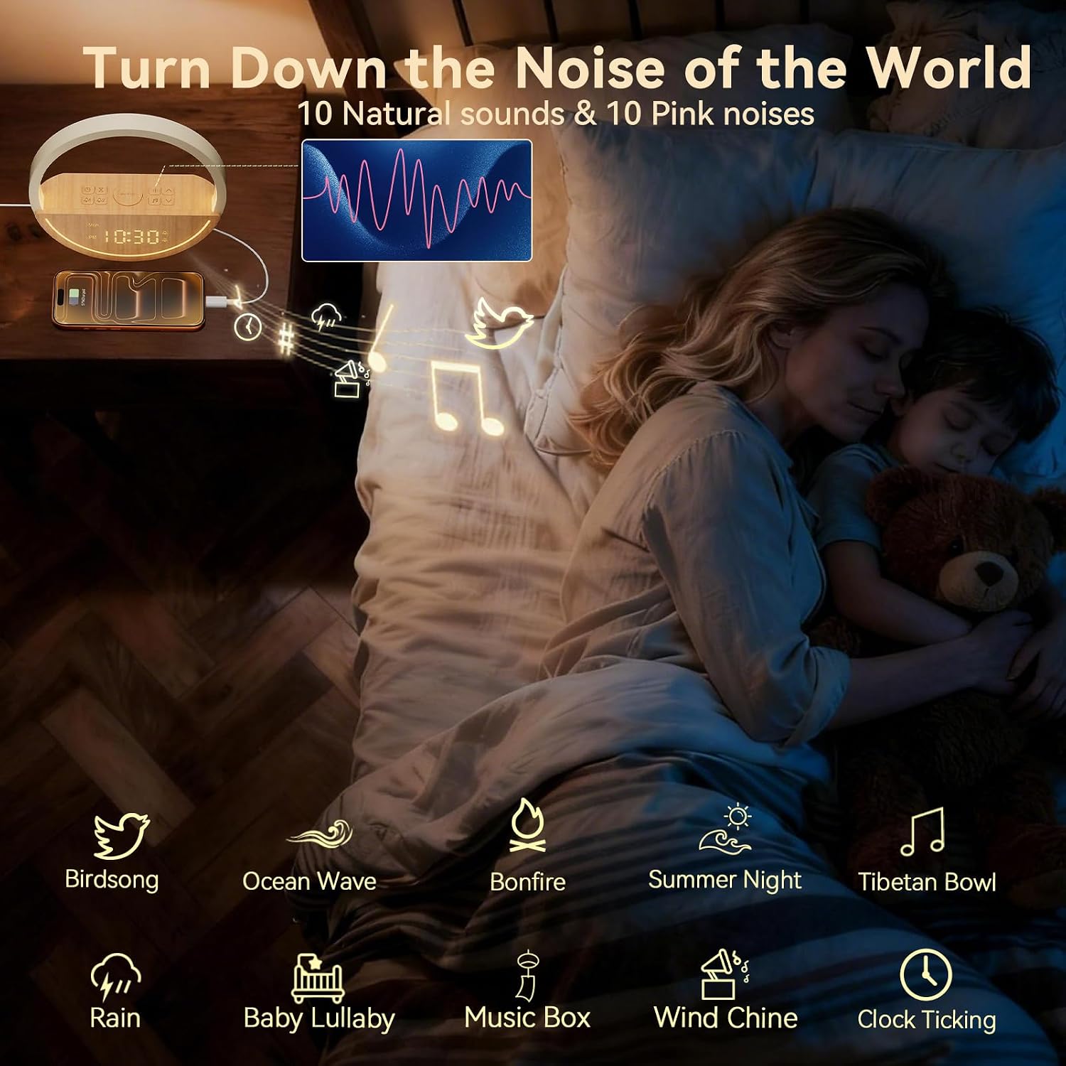 Vivilumens Wake Up Light Sunrise Alarm Clock - White Noise Sound Machine with 20 Soothing Sounds Sleep Better, Weekdays/Weekends Dual…