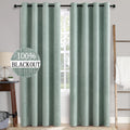 Miulee Linen Texture 90 Inches Curtains for Bedroom 100% Blackout Thermal Insulated Seafoam Green Curtains Grommet Room Darkening Drapes fo…