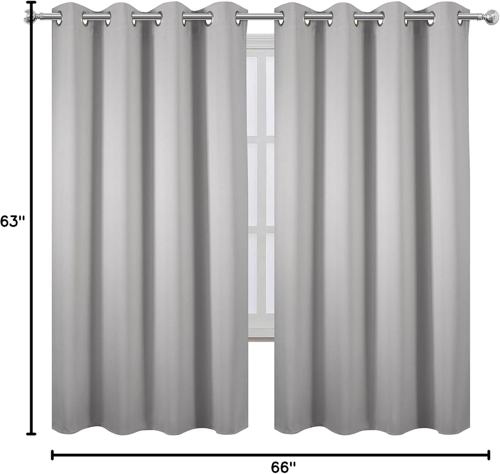 Lemomo Light Grey Blackout Curtains 66 x 63 Inch Length/Set of 2 Curtain Panels/Thermal Insulated Room Darkening Blackout Curtains for Bedr…