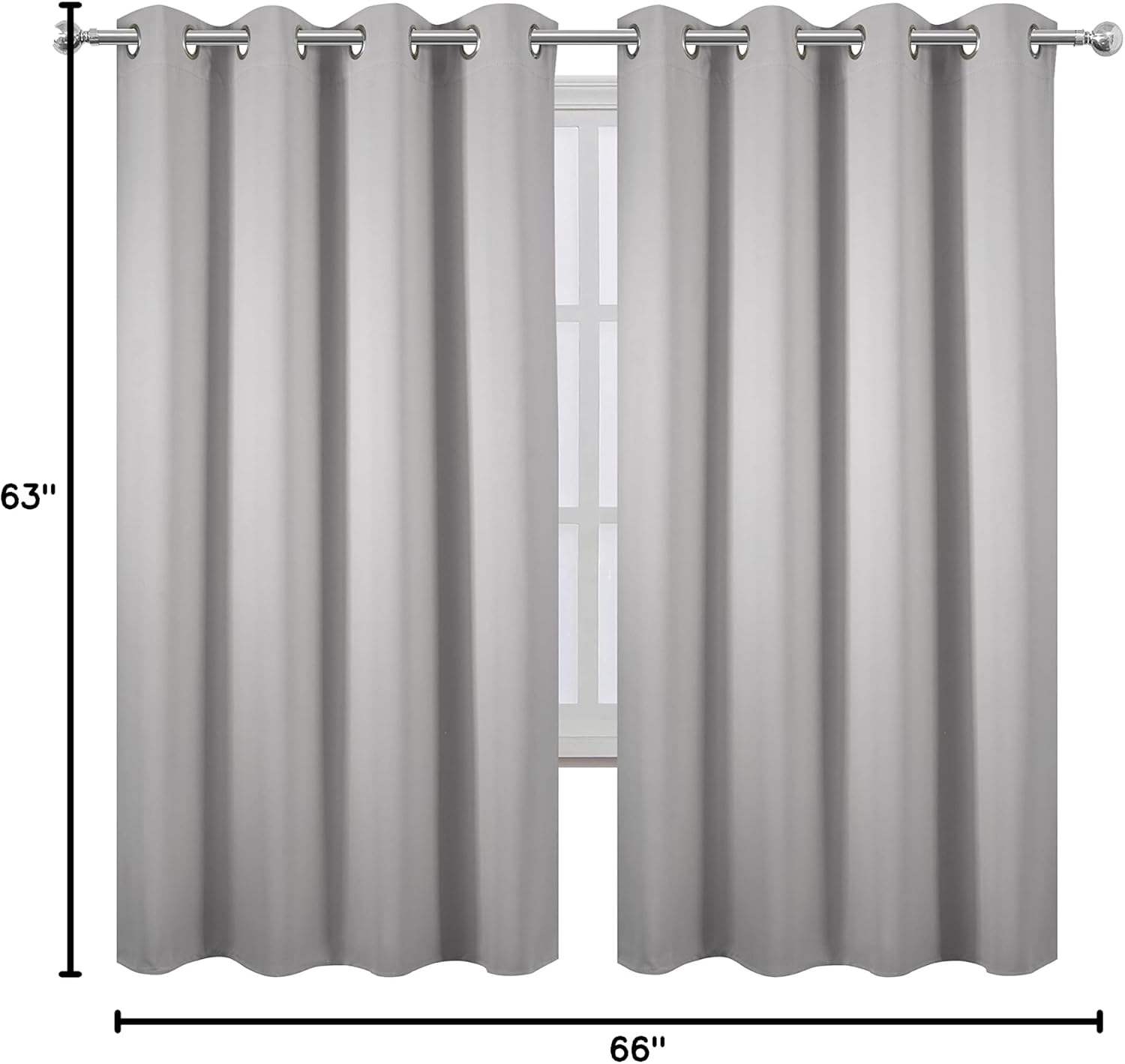 Lemomo Light Grey Blackout Curtains 66 x 63 Inch Length/Set of 2 Curtain Panels/Thermal Insulated Room Darkening Blackout Curtains for Bedr…