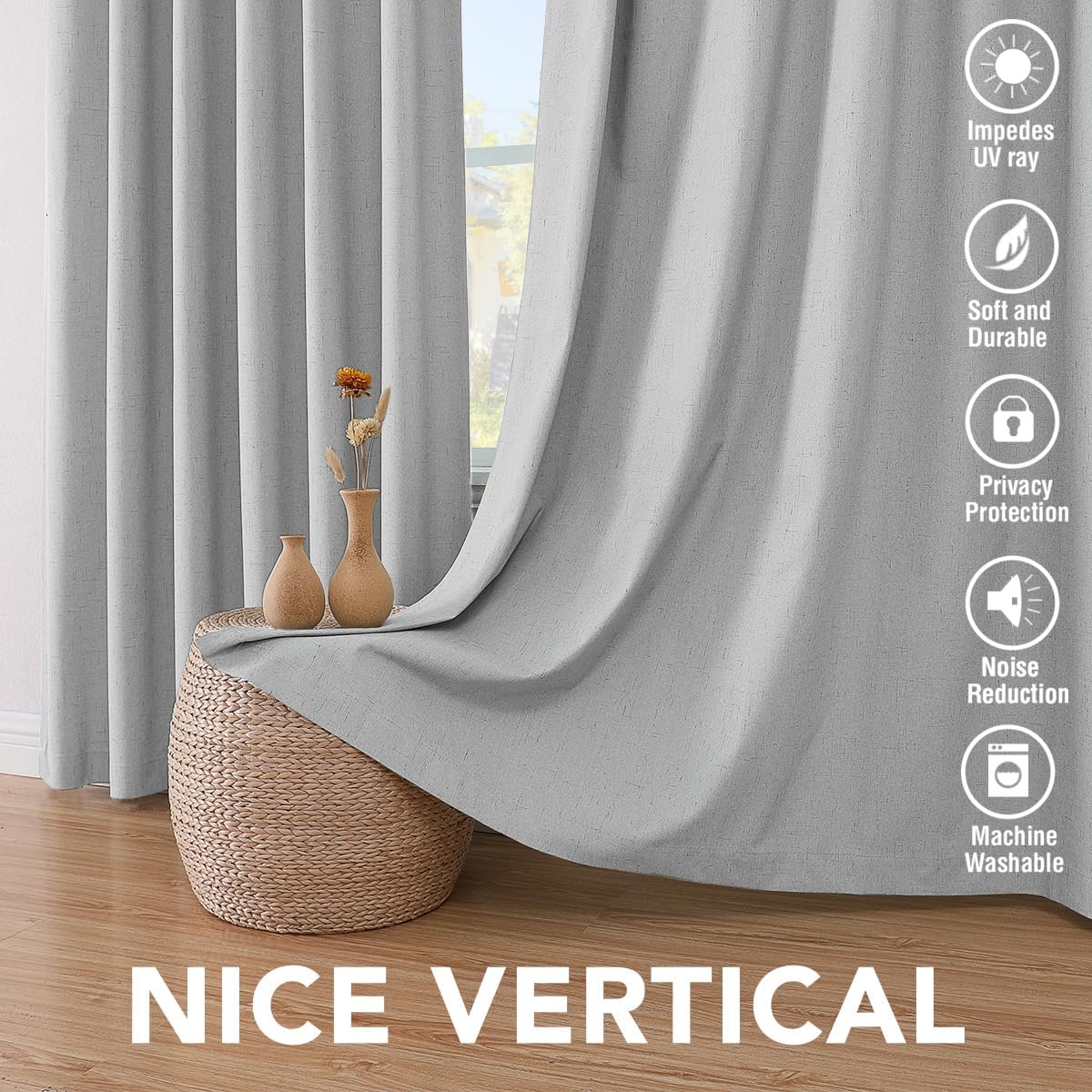 H.VERSAILTEX 100% Blackout Curtains for Bedroom Thermal Insulated Linen Textured Curtains Heat and Full Light Blocking Drapes Living Room…