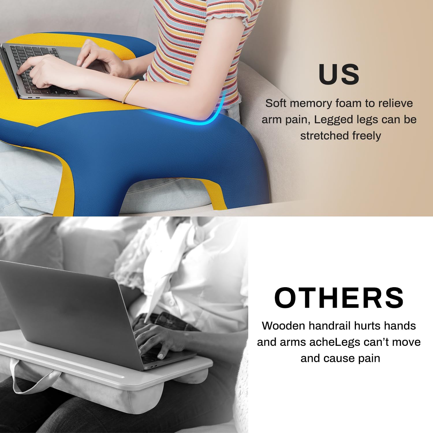Wogahev Reading Pillow, Gaming Pillow for Lap, Bed Desk for Laptop and Writing, Memory Foam Lap Desk for Reading, Working, Playing Steam De…
