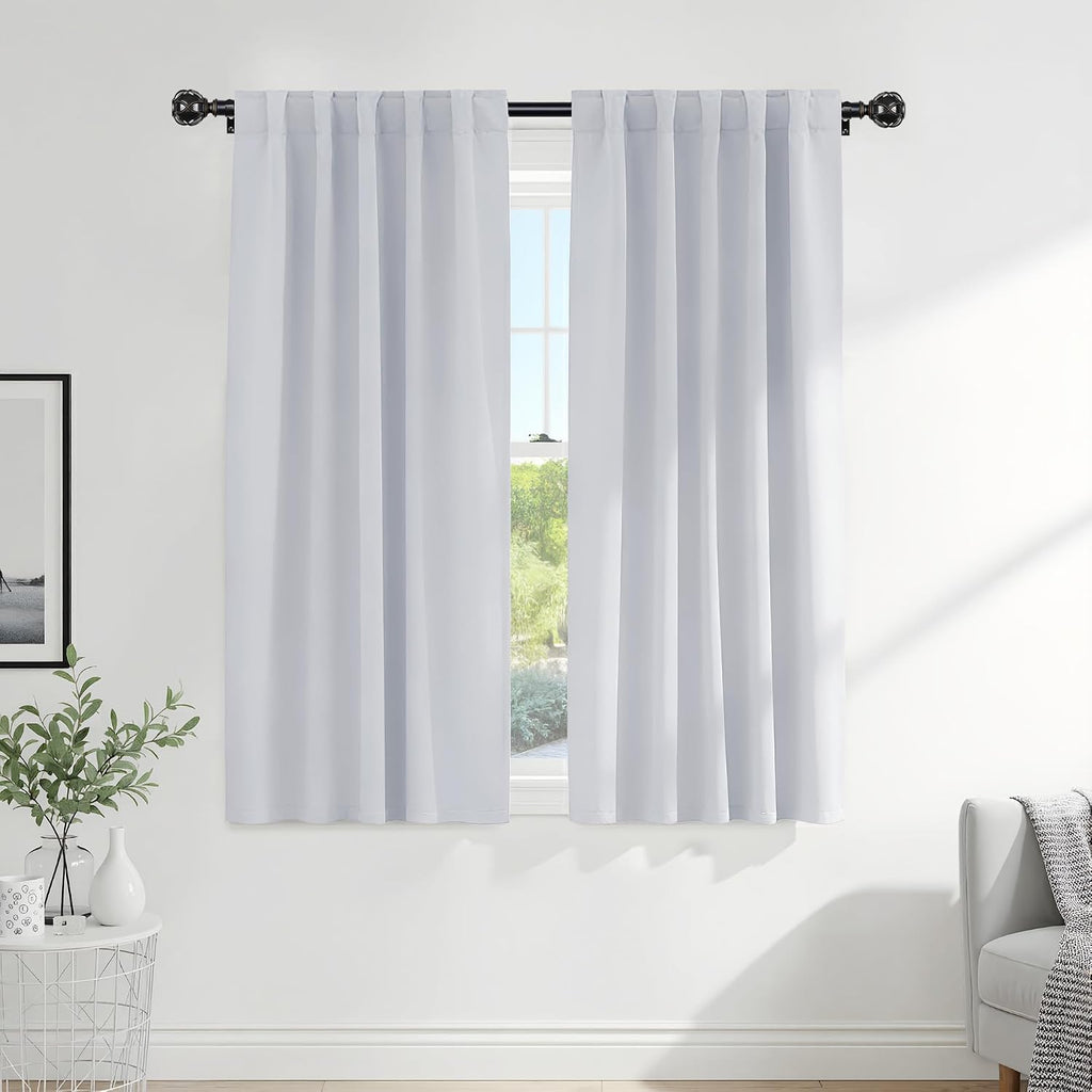 Ponydance PONY DANCE Greyish White Non-See-Through Curtains - 42 Wide by 72 Long Room Darkening Home Decor Window Treatments(60% Light Bloc…