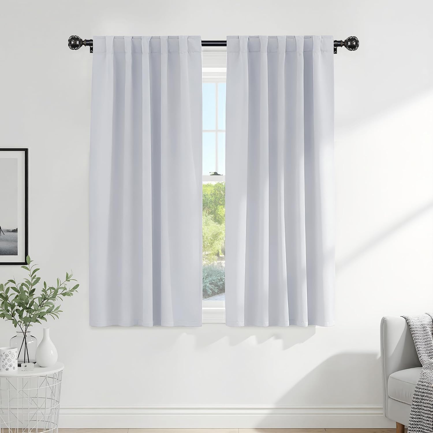 Ponydance PONY DANCE Greyish White Non-See-Through Curtains - 42 Wide by 72 Long Room Darkening Home Decor Window Treatments(60% Light Bloc…