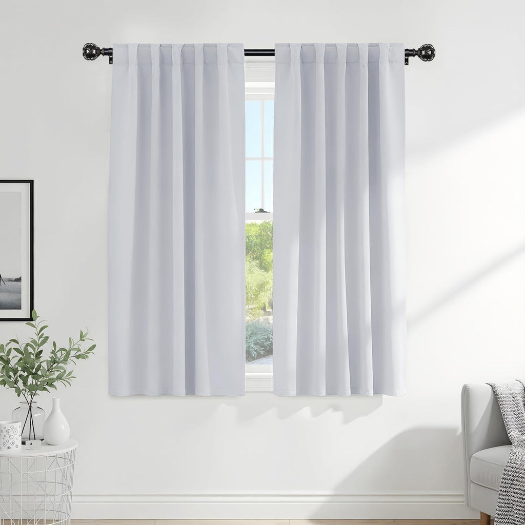 Ponydance PONY DANCE Greyish White Non-See-Through Curtains - 52 Wide by 72 Long Room Darkening Home Decor Window Treatments(60% Light Bloc…