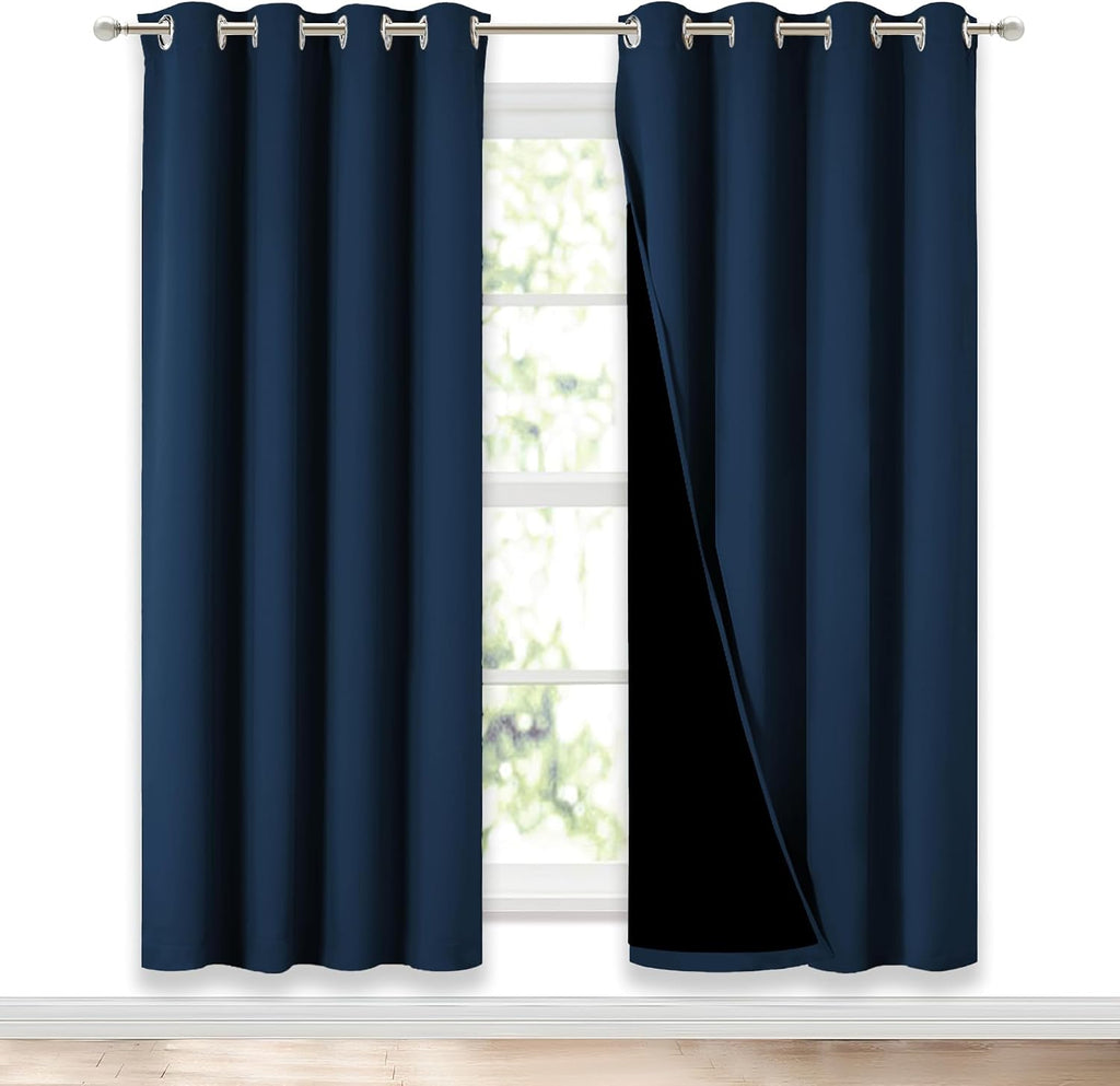 Nicetown Moroccan Blue Full Shade Curtain Panels, Pair of Energy Smart & Noise Blocking Out Blackout Drapes for Dining Room Window, Thermal…