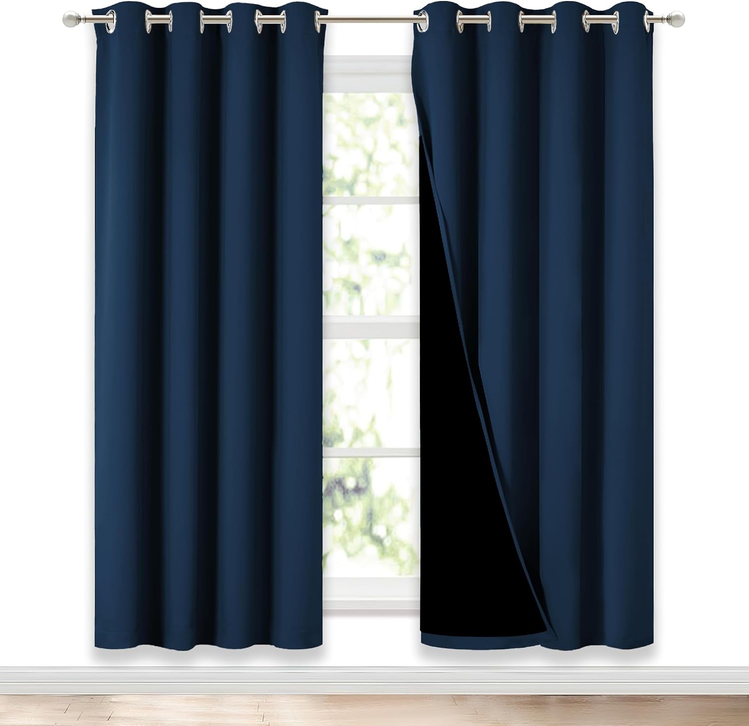 Nicetown Moroccan Blue Full Shade Curtain Panels, Pair of Energy Smart & Noise Blocking Out Blackout Drapes for Dining Room Window, Thermal…