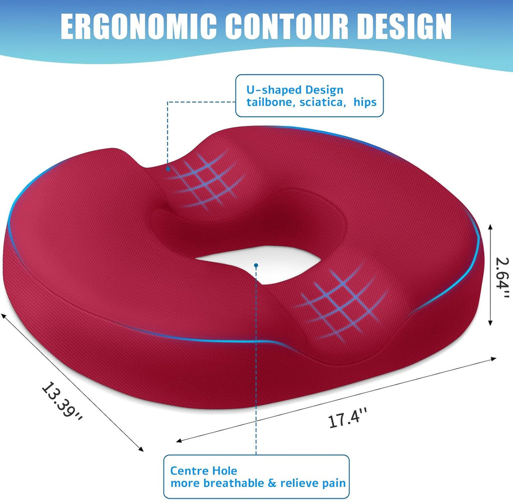 BlissTrends Donut Pillow Seat Cushion, Donut Chair Cushions for Postpartum Pregnancy & Hemorrhoids, Tailbone Cushion, Memory Foam Lifting Cush…
