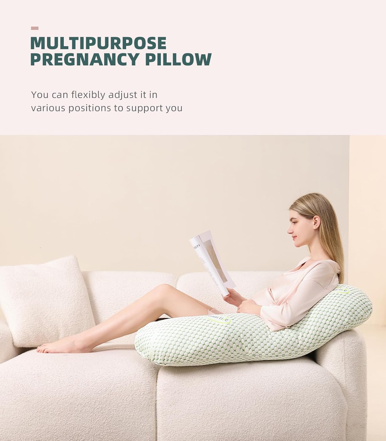 Oternal Pregnancy Pillow for Pregnant Women, Soft Pregnancy Body Pillow, Support for Back, Belly, Hips, Legs, Maternity Pillow with Detacha…