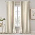 Topfinel Cream Extra Long 132 Inch 100% Blackout Curtains for Livingroom Neutral Boho Linen Blend Farmhouse Curtain Drapes Sound Proof Drap…