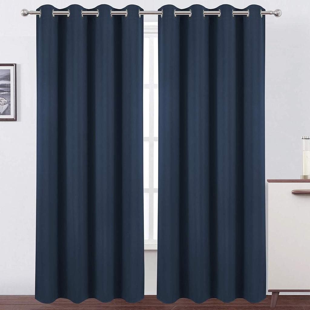 Lemomo Navy Blue Thermal Blackout Curtains/52 x 95 Inch/Set of 2 Panels Room Darkening Curtains for Bedroom 95 Inch Blue