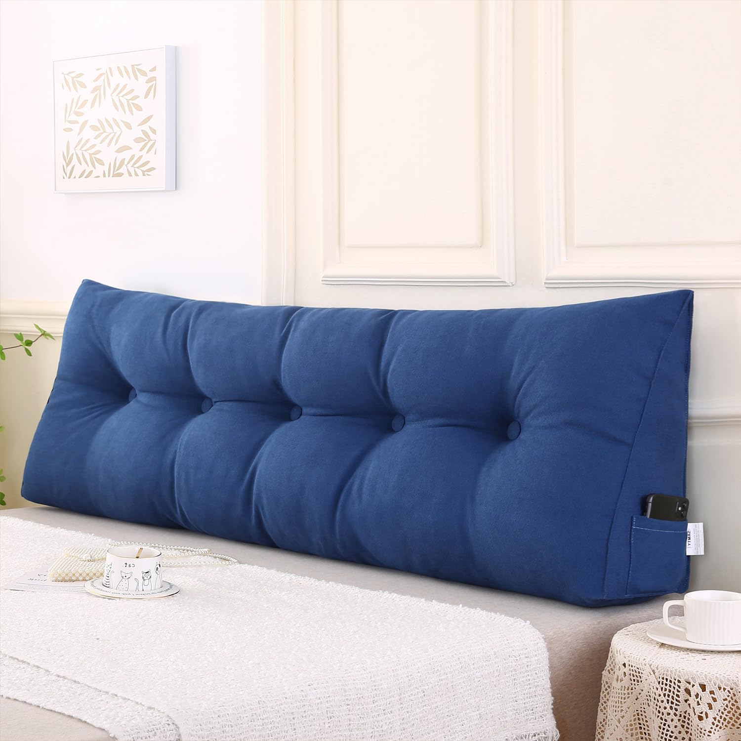 SAMTY Triangular Wedge Pillow headboard Queen Size for Couch Large headboard Pillow with Removable Cover Back Rest Pillows for Sitting up…