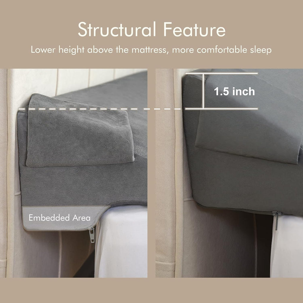 Vekkia Bed Gap Filler, Wedge Pillow for Headboard & Mattress, 0-3.5" Gap Closure