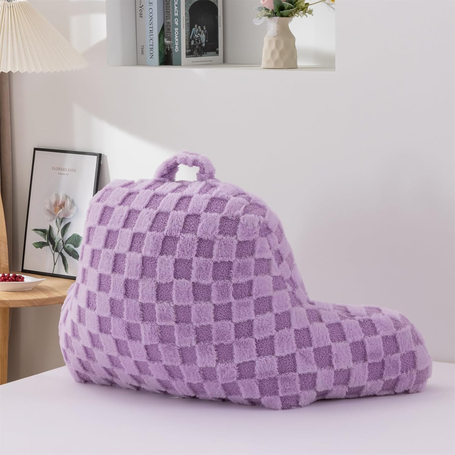 Aimuan Reading Pillow Checkered Bed Rest Wedge Backrest Checkerboard Pillow with Arms Back Support for Sitting Up in Bed Cushion Incline…
