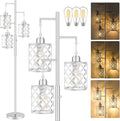 Dimmable Floor Lamp, Farmhouse Standing Lamp with Elegant Metal Cage, Industrial Tall Tree Floor Lamps for Living Room, Bedroom, Study…
