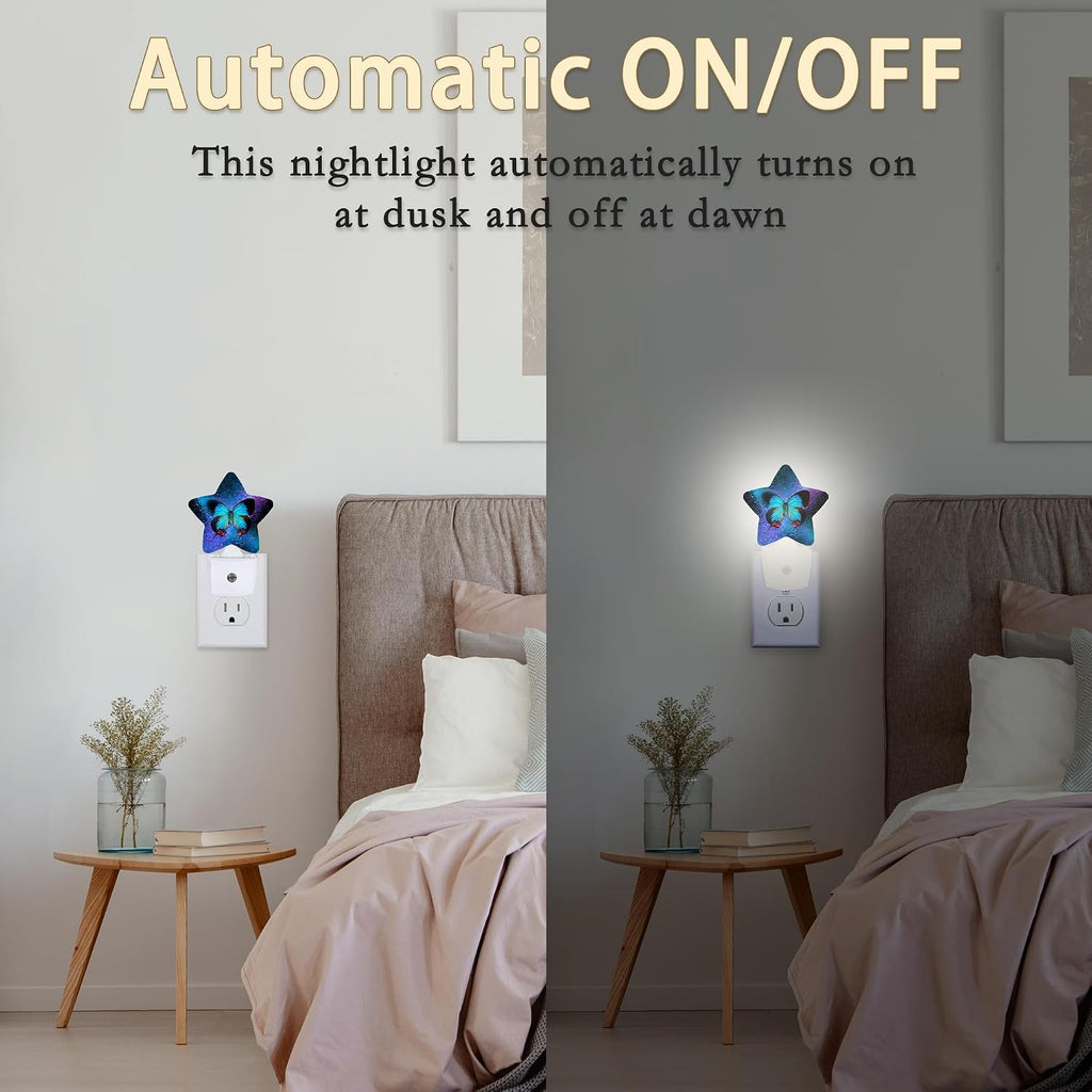 Blue Butterfly Night Light, Dusk to Dawn Smart Sensor Nightlight for Bedroom Bathroom Kitchen Hallway Stairs Hallway, Plug-in, Energy…