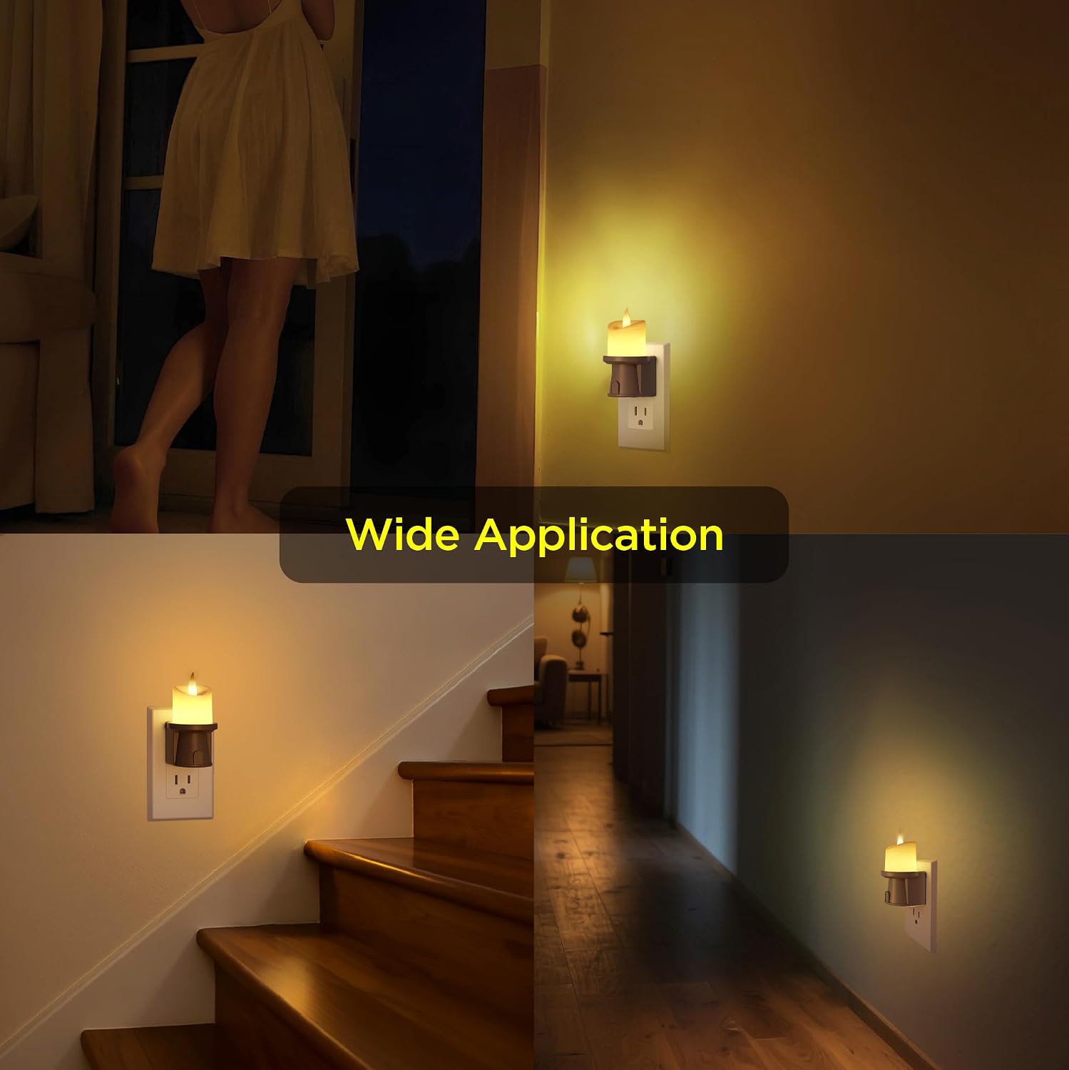2-in-1 Plug in Night Light (1 Pack) - Dual Mode: Dusk to Dawn Sensor OR Remote Timer - Dimmable Electric Candle Wall Sconce for Farmhouse…