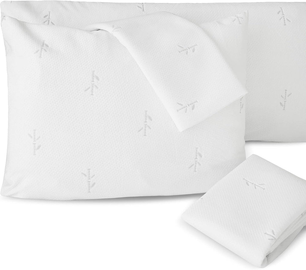 FeelAtHome 65% Polyester & 35% Rayon Derived from Bamboo - Cooling Pillow Case Waterproof - 20x26 Inches Pack of 4 (Standard) - Pillow Case…