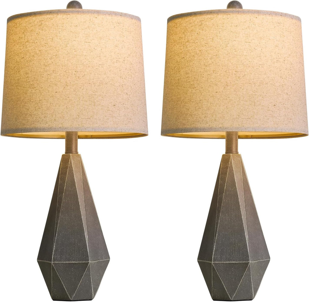 PoKat 23'' Table Lamps Set of 2 for Living Room Bedroom, Farmhouse Bedside Lamps, Resin Vintage Lamps for Night Stands, Office Sideboard…