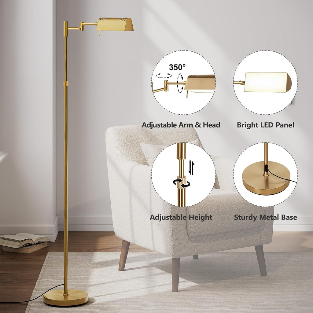 SUNMORY Dimmable LED Pharmacy Floor Lamp, 16W/1500LM Bright Reading Floor Lamp with Remote & Touch Control, 350°Swing Arm, Adjustable…
