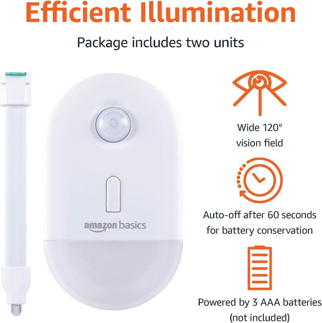 Amazon Basics Color Changing LED Toilet Bowl Motion Sensor Light, Battery Operated, Auto-off After 60 Seconds, 15 ft Detection Range, 2…