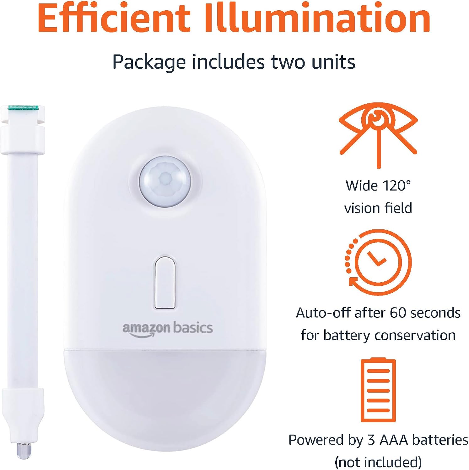 Amazon Basics Color Changing LED Toilet Bowl Motion Sensor Light, Battery Operated, Auto-off After 60 Seconds, 15 ft Detection Range, 2…