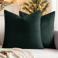 MIULEE Pack of 2 Velvet Soft Solid Decorative Square Throw Pillow Covers Cushion Case for Sofa Bedroom Couch, 20x20 Inch Army Green