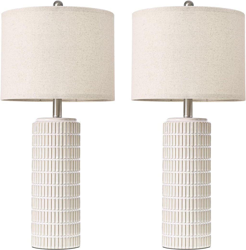 PoKat 27.5'' Tall Table Lamps for Living Room Set of 2, Ceramic Bedroom Lamps for Night Stands, Modern Bedside Lamps for Bedroom Living…