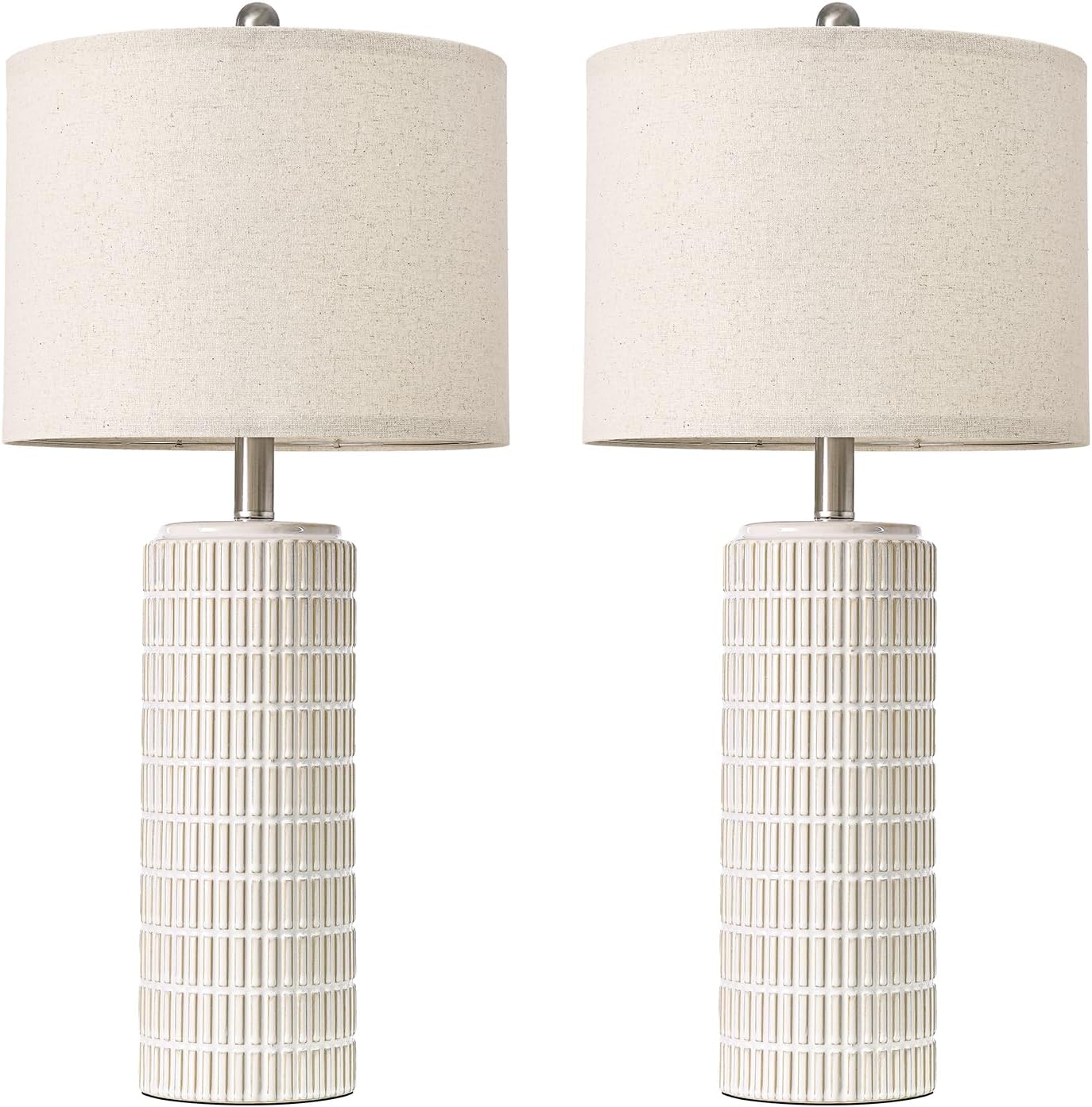 PoKat 27.5'' Tall Table Lamps for Living Room Set of 2, Ceramic Bedroom Lamps for Night Stands, Modern Bedside Lamps for Bedroom Living…