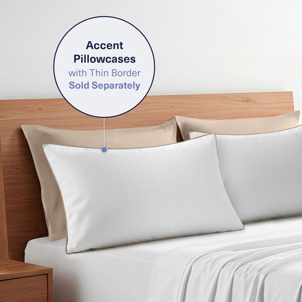 KickoffHome Kickoff Viscose Bamboo Pillowcase, Queen, Set of 2, 100% Organic Hidden Zippered Viscose Bamboo Pillow Case Queen Size, Cooling…