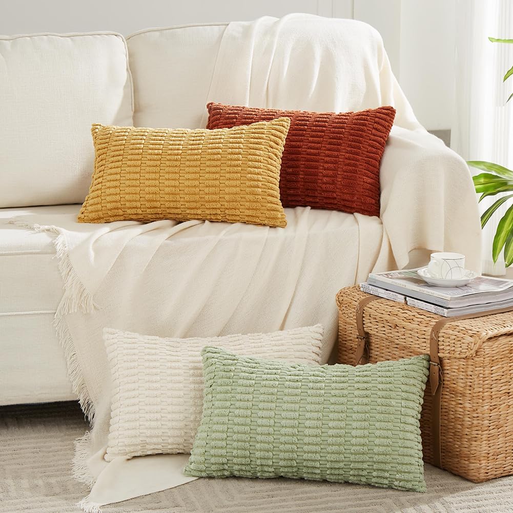 Fancy Homi 4 Packs Decorative Throw Pillow Covers for Living Room Couch Bed, Modern Farmhouse Boho Home Décor Accent Cushion Case, 20" x…