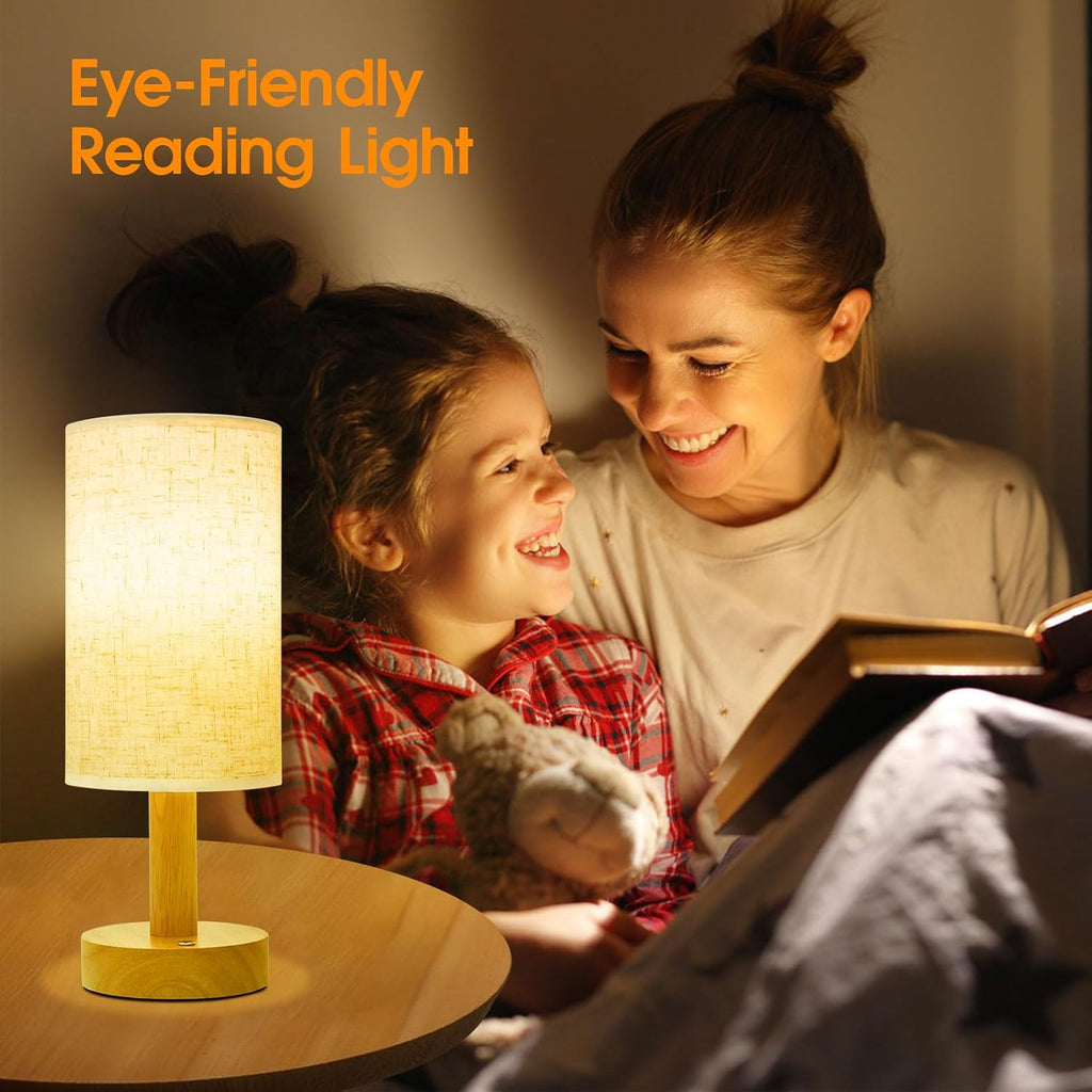 Small Cordless Touch Bedside Table Lamps Set of 2, Minimalist Dimmable Battery-Powered Desk Lamps with Round Fabric Linen Shade, Mini…