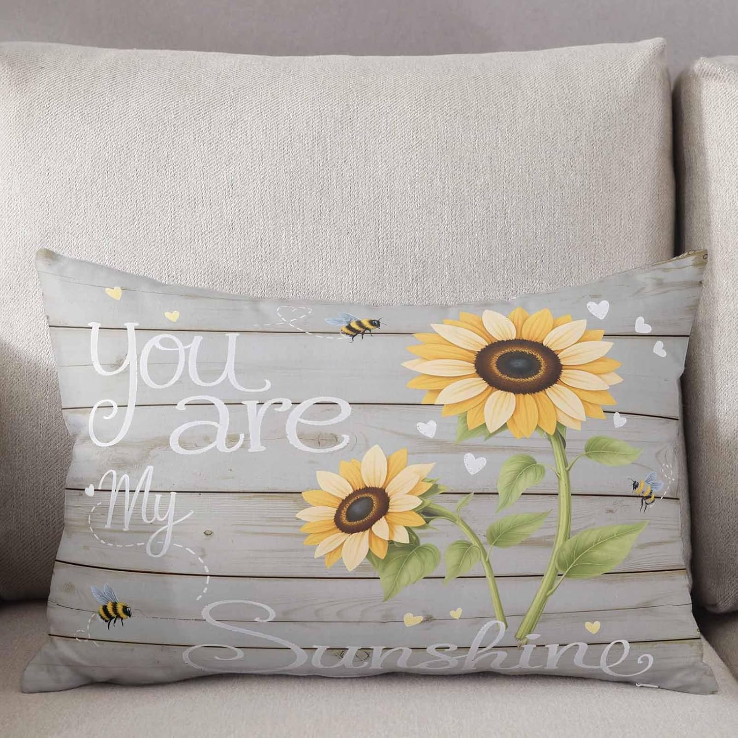 Rgaienmelw You Are My Sunshine Throw Pillow Covers Queen Size 20x30 Inches, Rectangle Decorative Pillowcase with Zipper, Yellow Sunflo…