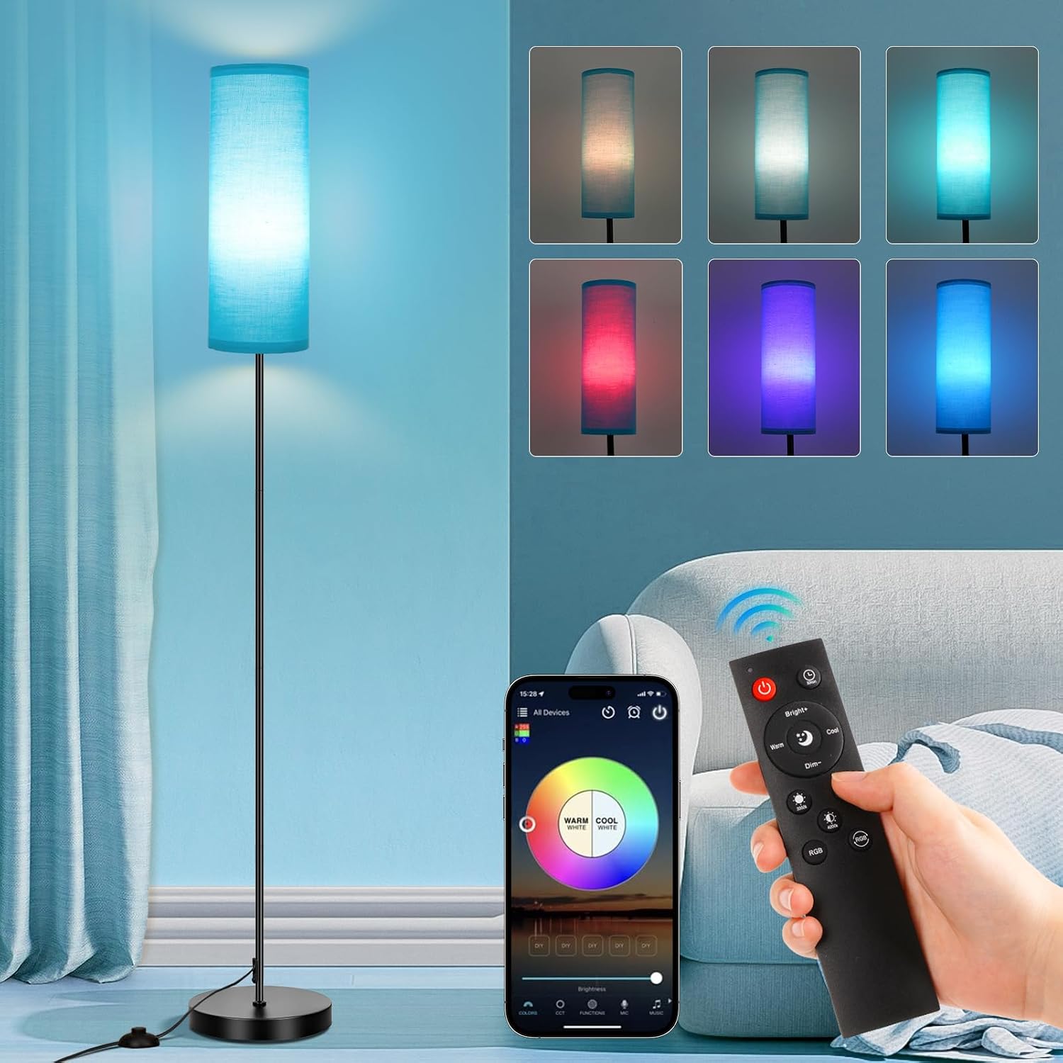 FRIDEKO HOME Floor Lamp, Color Changing Ambient Lighting for Living Room Bedroom, Standing Lamp with App & Remote, Tall Corner Lamp for…