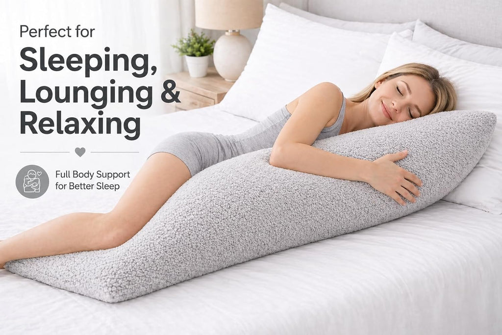 Reafort Sherpa Body Pillow Cover 21" x 54", Plush Fleece Long Body Pillowcase with Zipper Closure, Ultra Soft Fluffy Cozy Decorative…