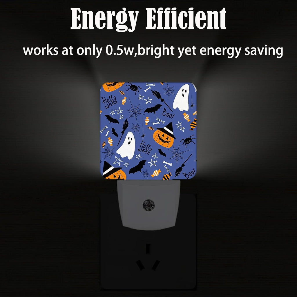 Happy Halloween Night Light, Plug Into Wall with Dusk to Dawn Light Sensors, Warm Nightlights for Bedroom, Bathroom, Hallway, Kitchen…