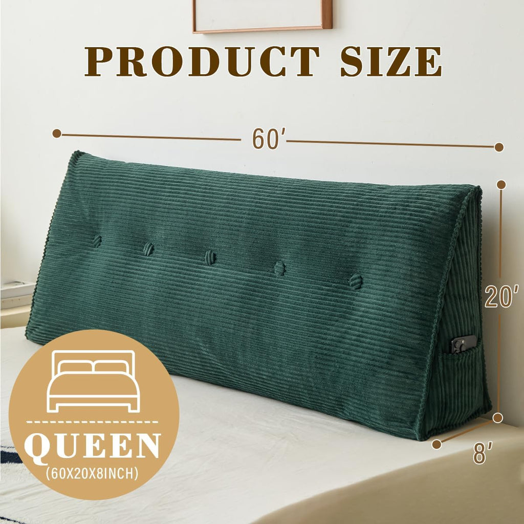 ZTVZTV Wedge Headboard Pillow for Bed, Queen Dorm Headboard Support for Sitting Up Reading, Relaxing, Removable Washable Corduroy Co…