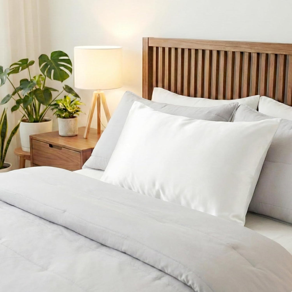 QJFabricCO Q&J Fabric Co. 2 Pack Satin Pillowcase Silk Like Pillow Cases 20x36 inch White Cooling Pillow Cases with Envelope Closure for Ha…