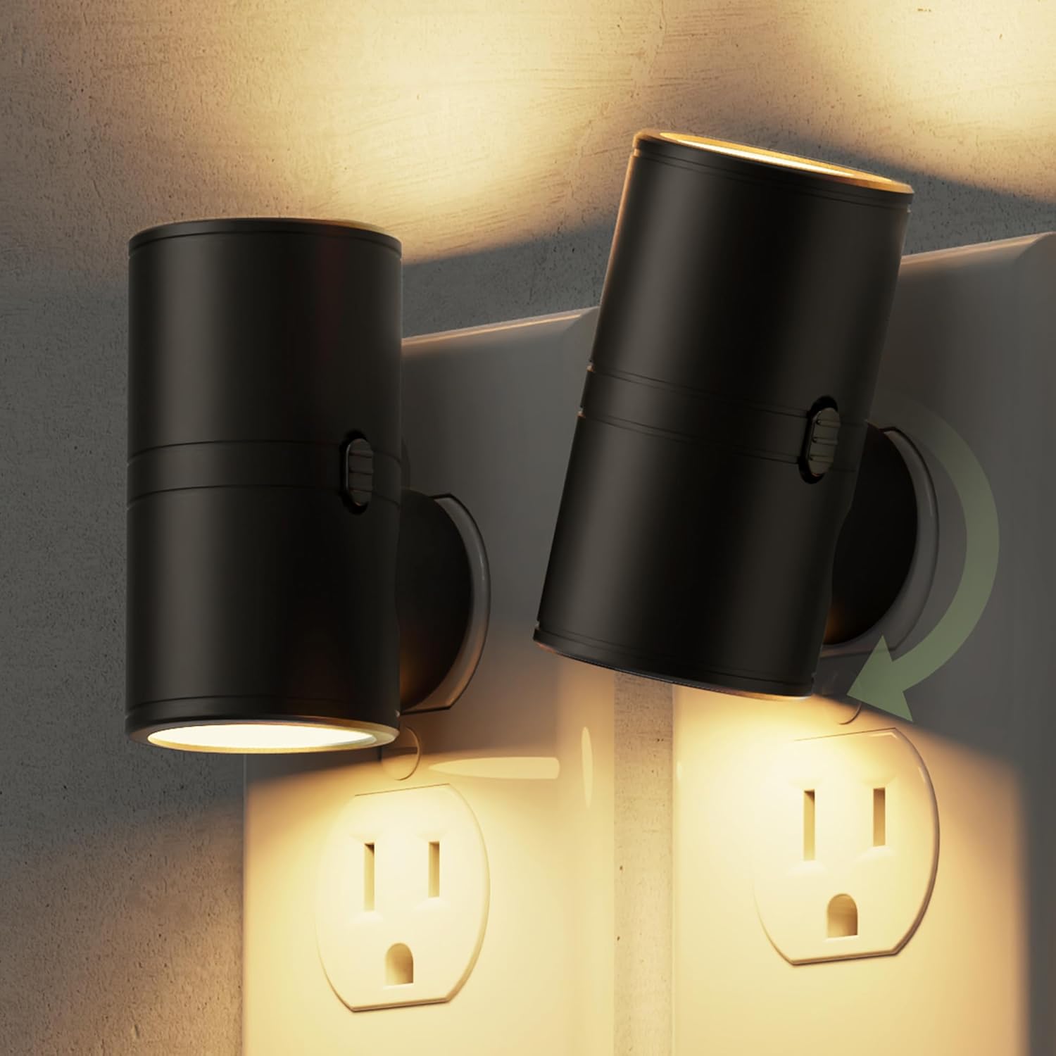 L LOHAS LED Night Light, Night Lights Plug into Wall, Light Sensor, 2 Level Brightness, Soft White 3000K, Mini Rotating Nightlight Plug…