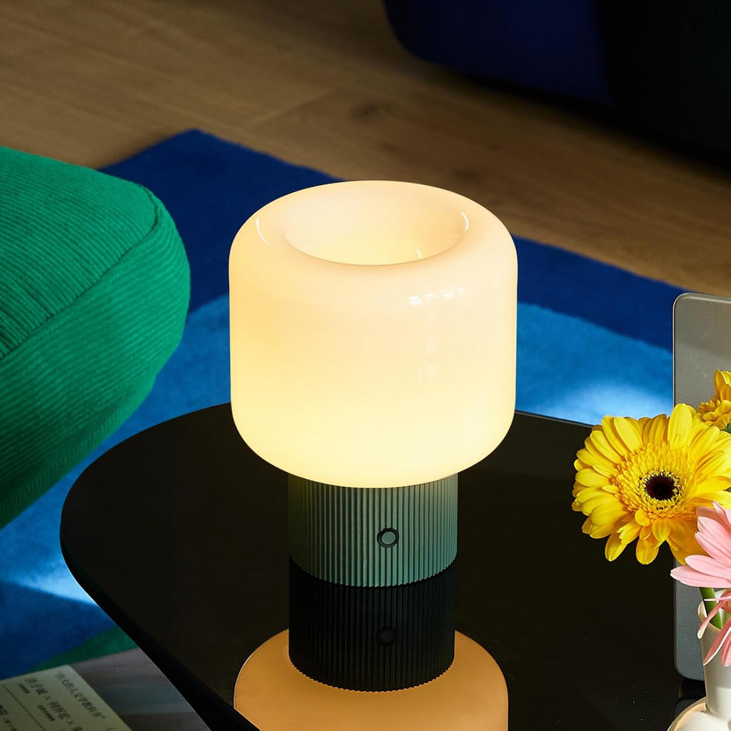 MAGCHARM Halo Mushroom Lamp, 5W Cute Cordless Rechargeable Table Lamp with Glass Shade, 3 Color Temps LED Dimmable Ambient Lighting…