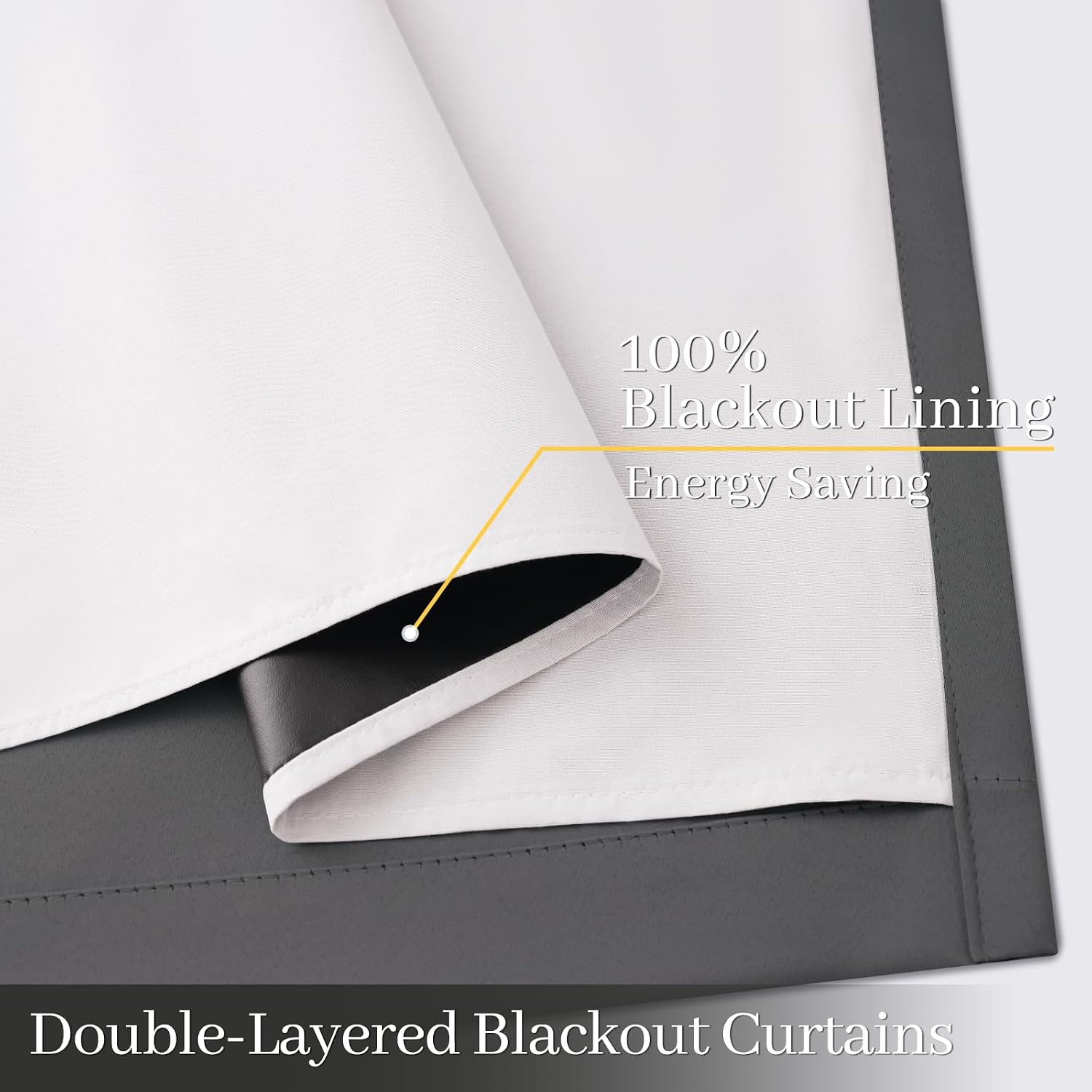 Yakamok 100% Blackout Curtain Panels 63 inches Cold and Light Blocking Drapes for Nursery, 2 Thick Layers Thermal Insulated Draperies (2 Pi…