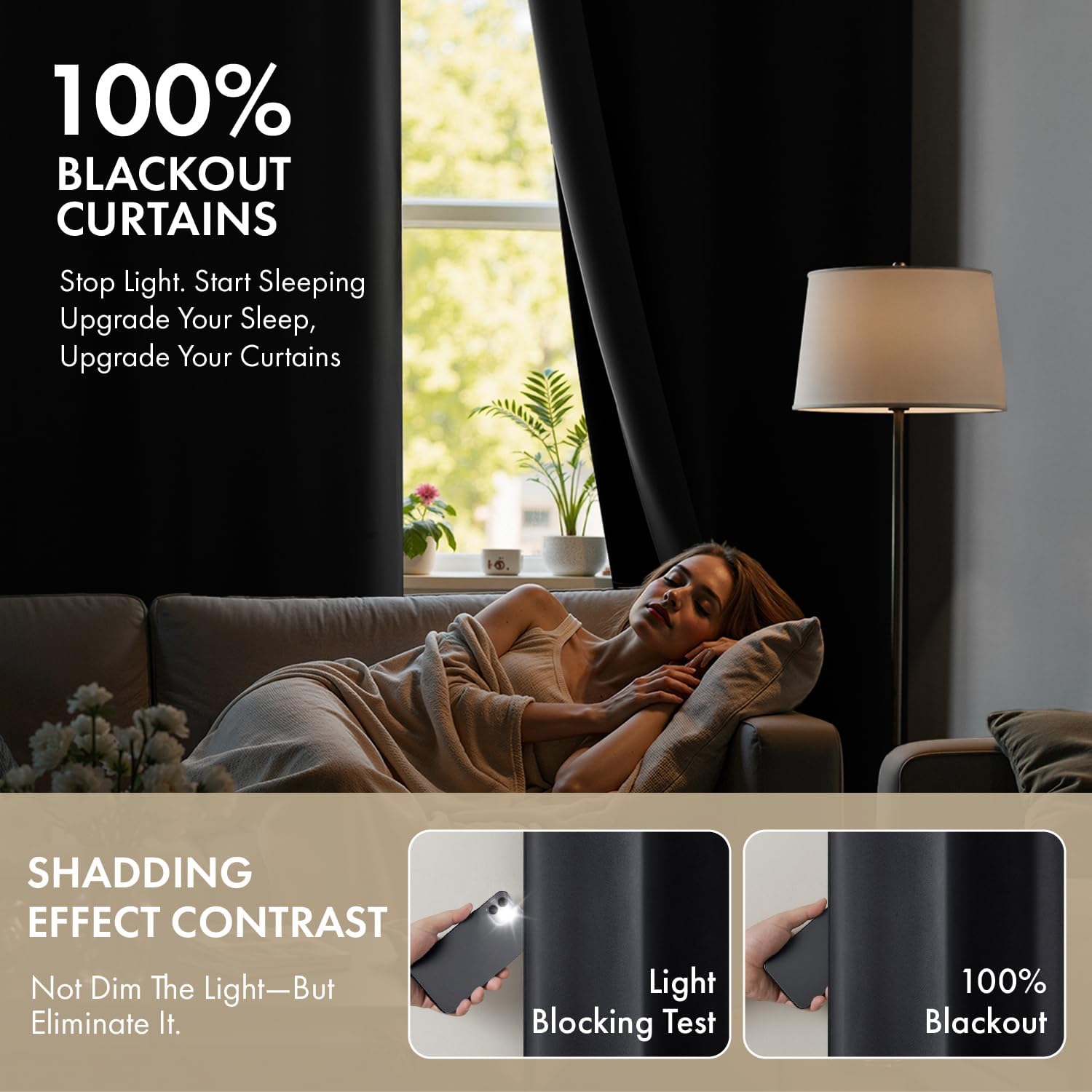 Miulee Grey 100% Blackout Curtains for Bedroom 45 Inch Length, 2 Thick Layers Thermal Insulated Short Window Curtains with Black Liner, Noi…