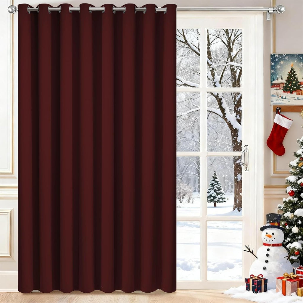 Yakamok Extra Wide Blackout Curtain for Sliding Glass Door, Grommet Thermal Insulated Room Divider Curtain 100W x 84L inch, Room…