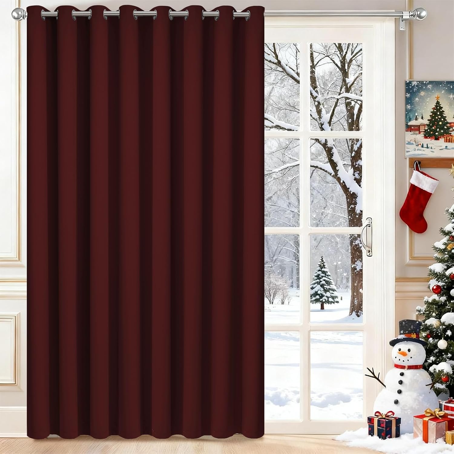Yakamok Extra Wide Blackout Curtain for Sliding Glass Door, Grommet Thermal Insulated Room Divider Curtain 100W x 84L inch, Room…