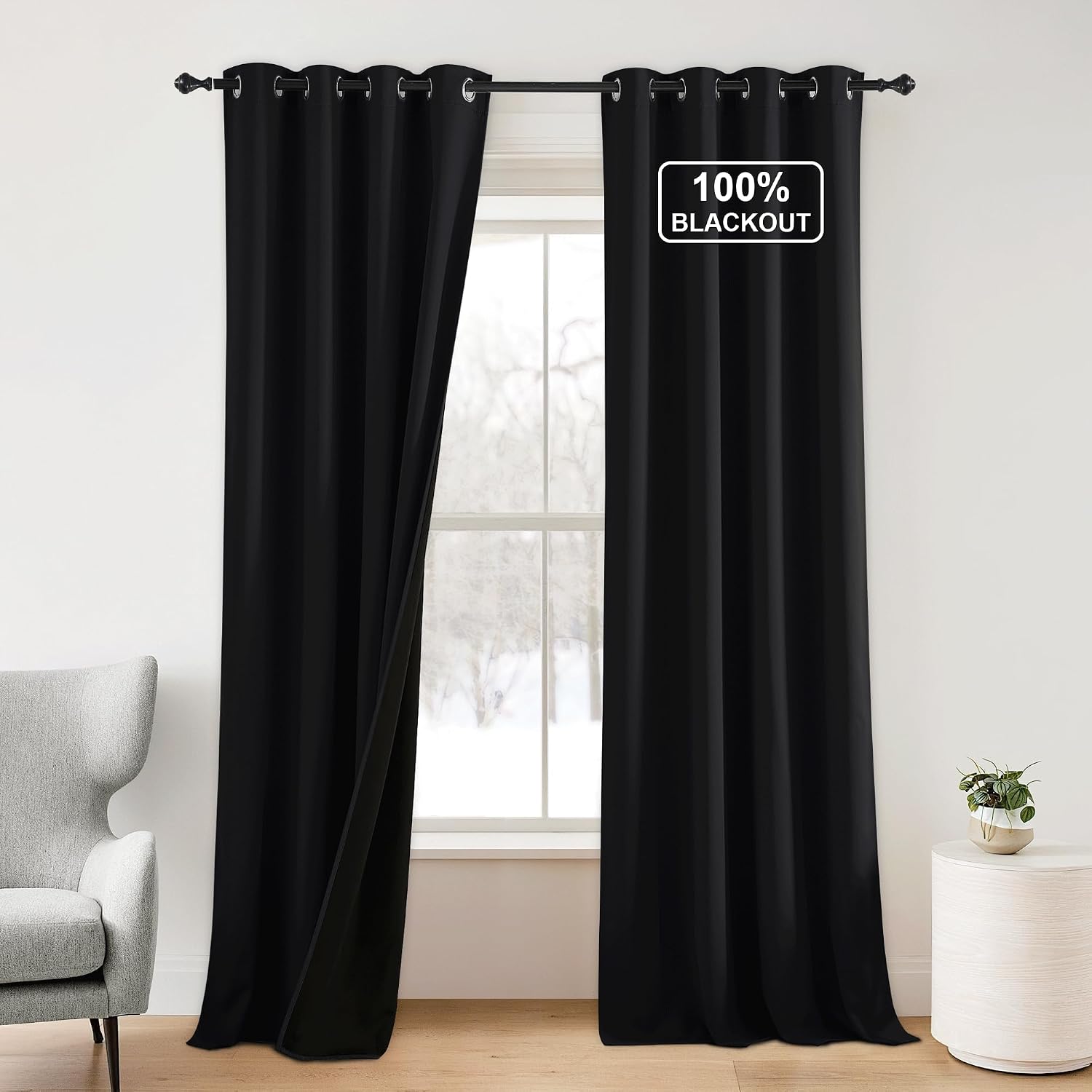 NICETOWN 100% Blackout Plylux Curtains for Living Room 2 Panels - Completely Blackout Window Drapes Thermal Insulate Smart Curtians for…